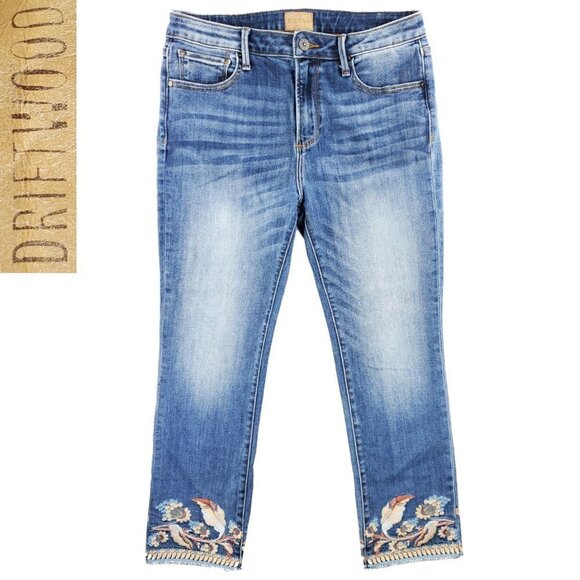 DRIFTWOOD Denim - Driftwood Colette Classic Fit Jeans Floral Raw Hem Women's "29x26" Actual 31x26